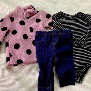 Just One You Carter's Baby Girls 3pc Polka Dot Sherpa Jacket Top & Bottom Set 6M